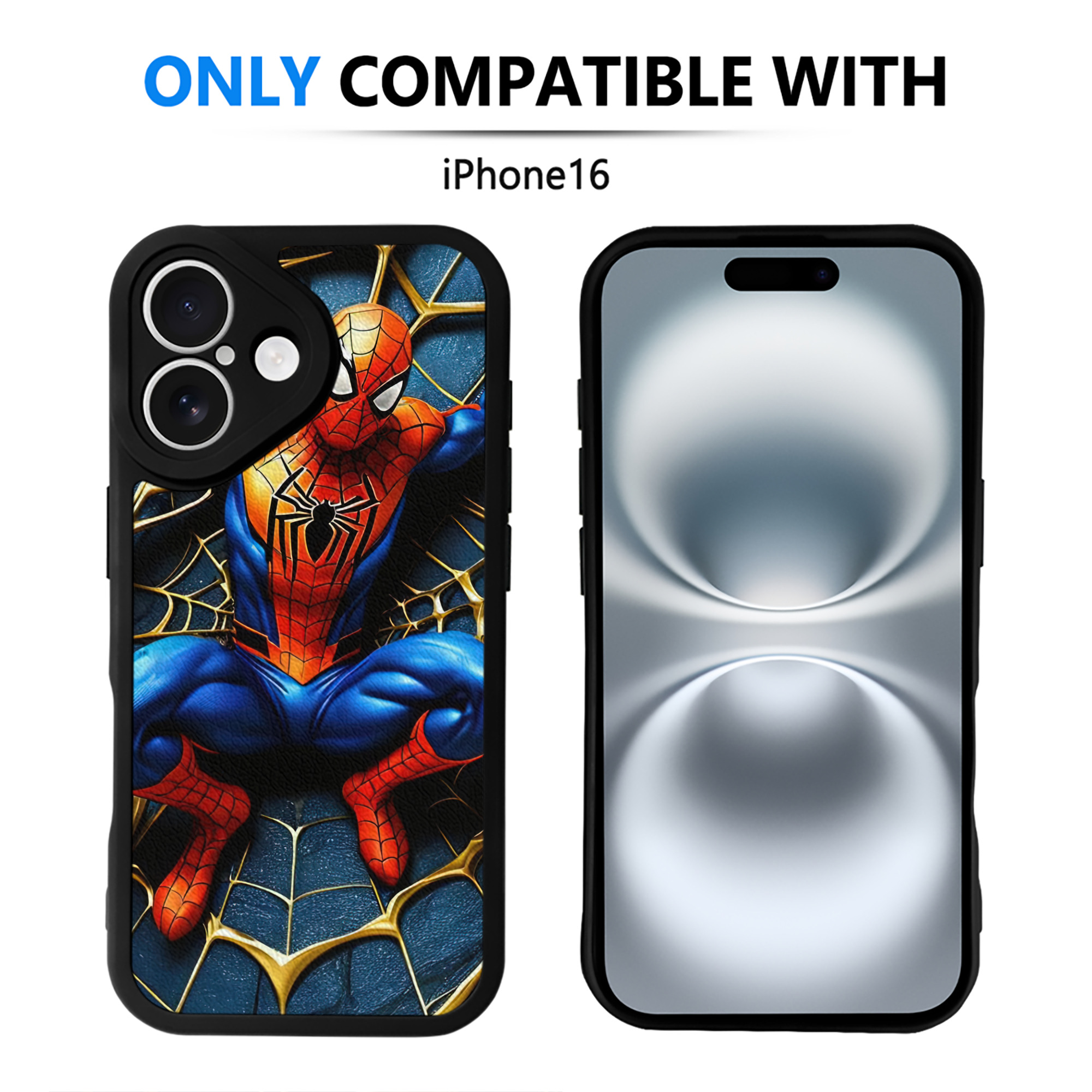 （画像用） Spider Man スパイダーマン 【iPhone 16シリーズ対応】シリコンスマホケース（レザー調） 材質：シリコン